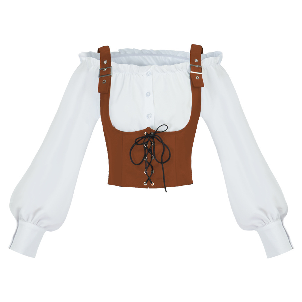 Shirts - Blus wanita bergaya retro Barat, rompi