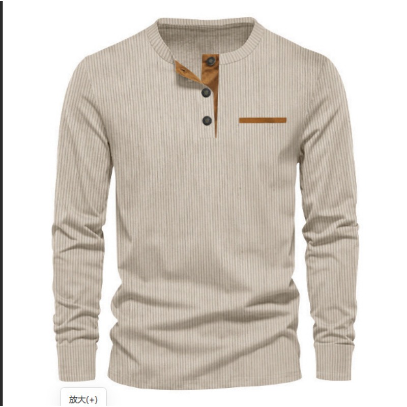 Corduroy Button Up Shirt Men - Kaos Henley Lengan Panjang Pria Bahan