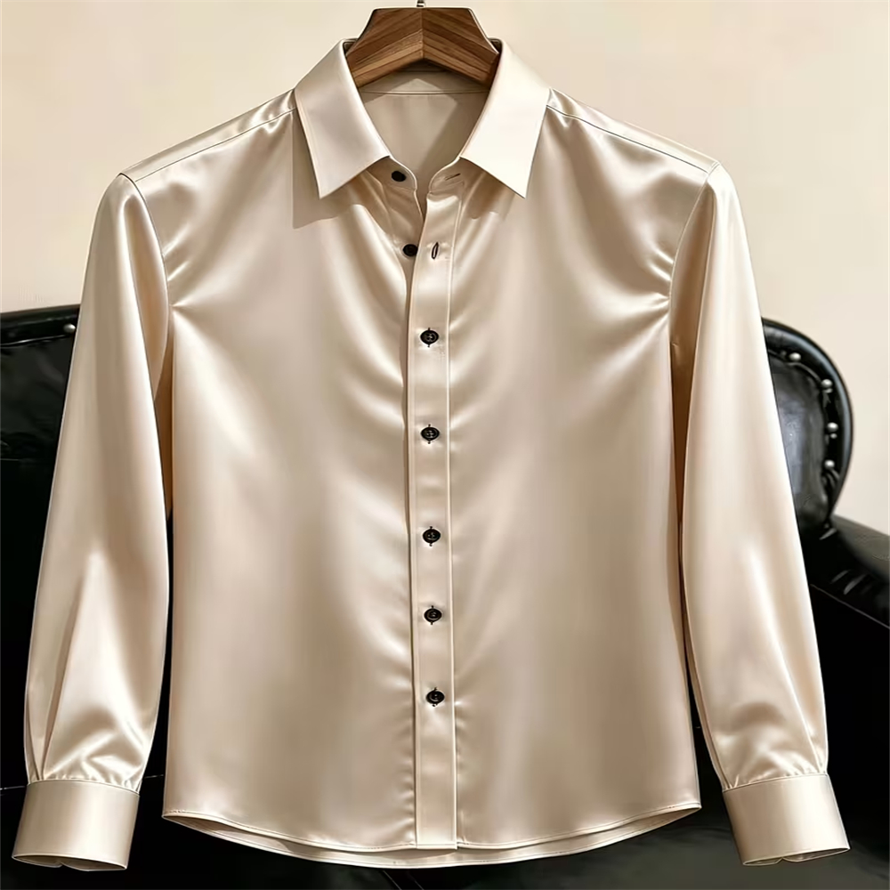 Kemeja Satin Pria Terbaru 2026 - Mens Satin Silk Dress Shirt ulasan dan harga