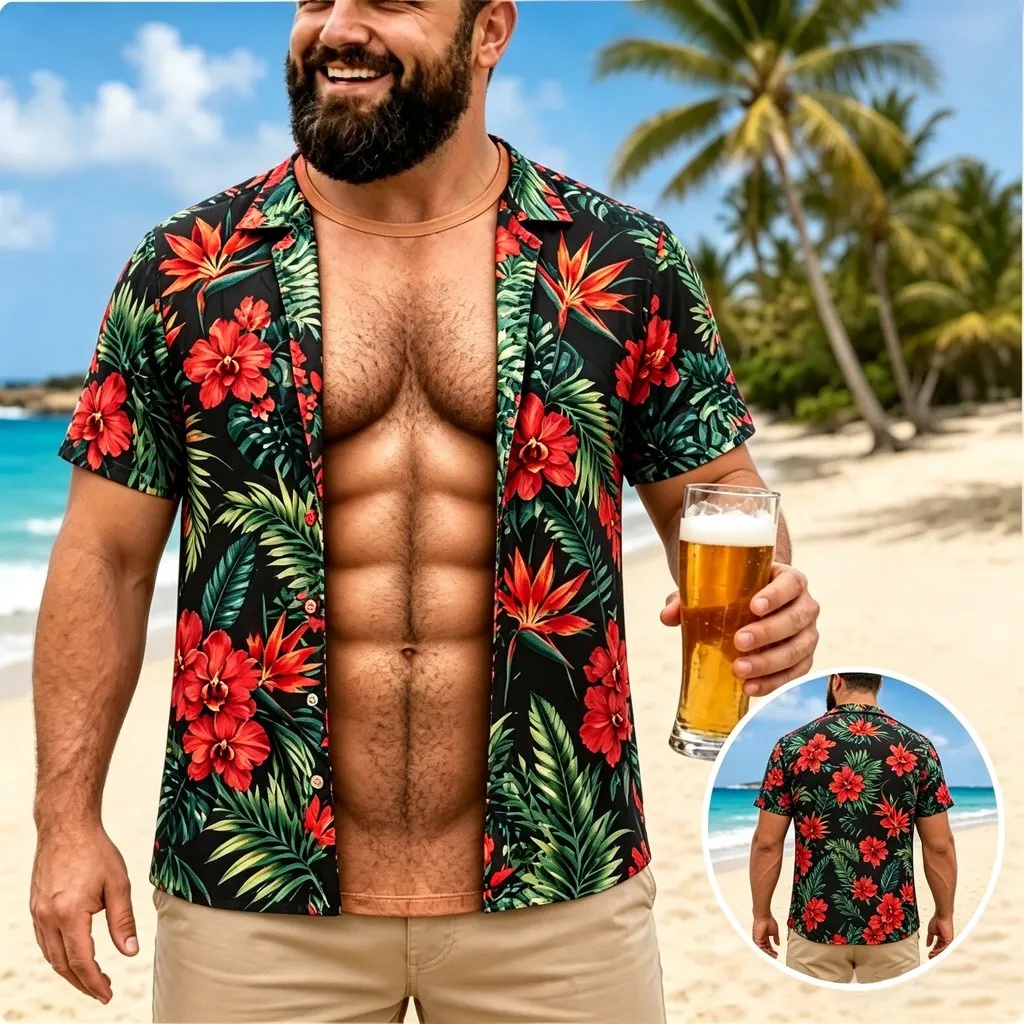 Kemeja Hawaii Pria Terbaru, Le - Vintage Hawaiian Floral Shirt ulasan dan harga