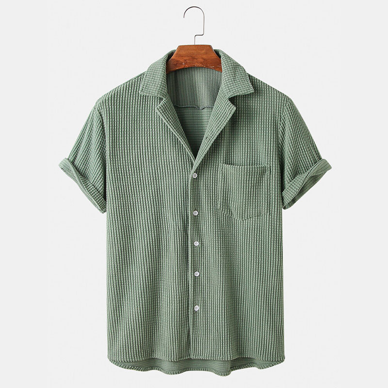 Pakaian mewah pria, musim pana - Corduroy Button Up Shirt Men ulasan dan harga