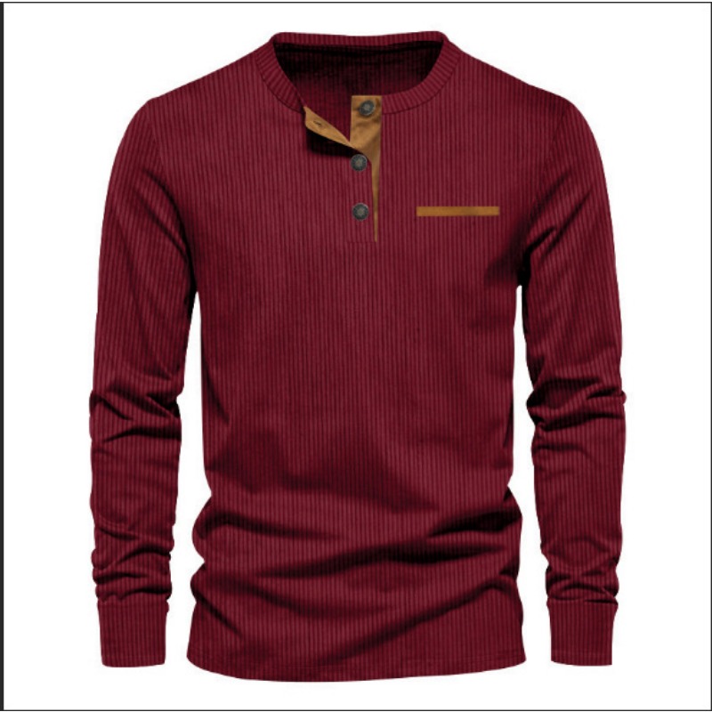 Kaos Henley Lengan Panjang Pri - Corduroy Button Up Shirt Men ulasan dan harga