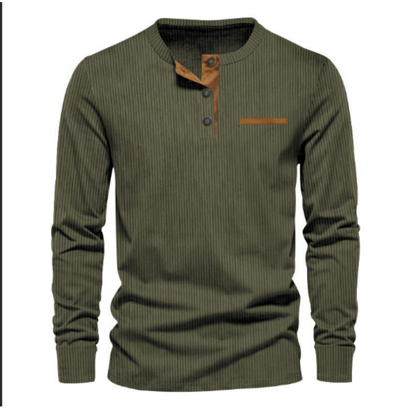 Kaos Henley Lengan Panjang Pri - Corduroy Button Up Shirt Men ulasan dan harga